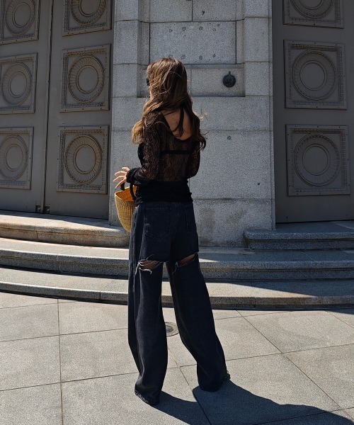 esutoreja（エストレジャ）の「バックカットアウトデニム（デニムパンツ・レディース・ライトブルー/ブラック・S/M）」の12枚目の写真