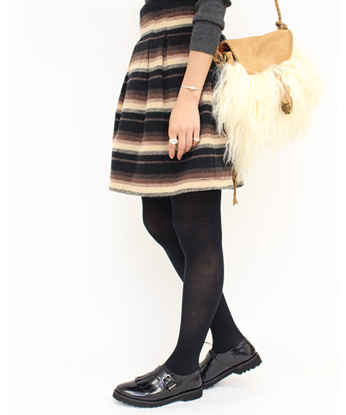 mystic（ミスティック）の「【mystic】マルチボーダーコクーンスカート（スカート・レディース・ブラック/ブラウン/オレンジ・FREE）」の2枚目の写真