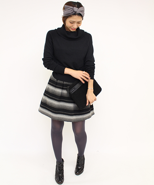 mystic（ミスティック）の「【mystic】マルチボーダーコクーンスカート（スカート・レディース・ブラック/ブラウン/オレンジ・FREE）」の4枚目の写真