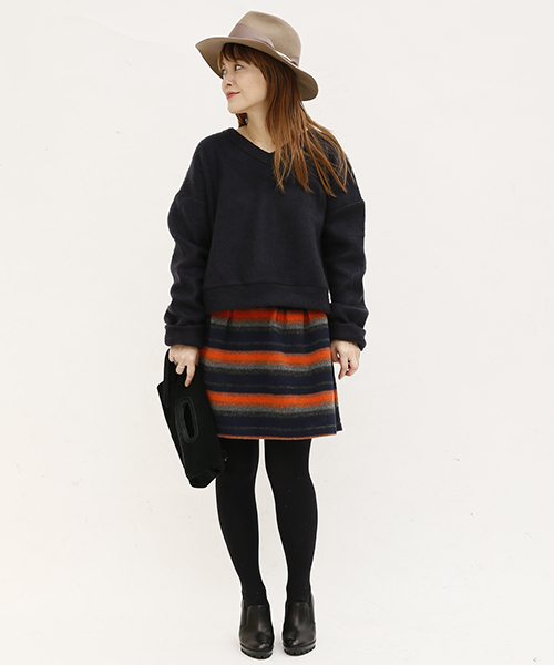 mystic（ミスティック）の「【mystic】マルチボーダーコクーンスカート（スカート・レディース・ブラック/ブラウン/オレンジ・FREE）」の5枚目の写真