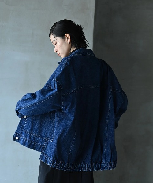 funda mine（ファンダマイン）の「[2WAY] UNISEX ビッグシルエットデニムジャケット（デニムジャケット・レディース・ブラック/サックスブルー/インディゴブルー・FREE）」の4枚目の写真
