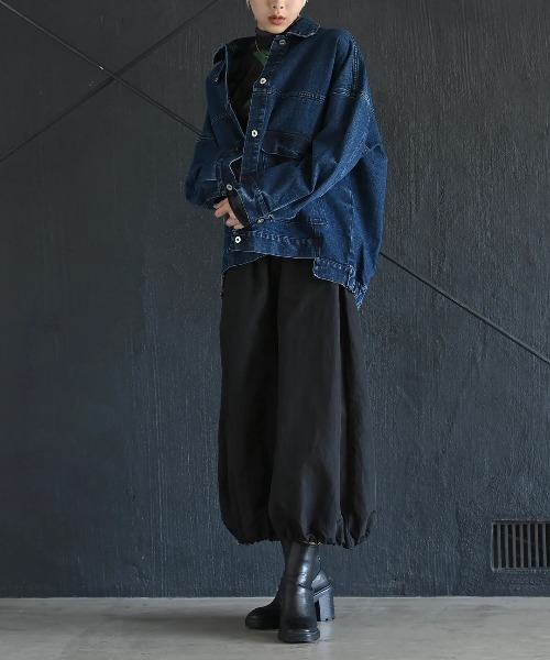 funda mine（ファンダマイン）の「[2WAY] UNISEX ビッグシルエットデニムジャケット（デニムジャケット・レディース・ブラック/サックスブルー/インディゴブルー・FREE）」の7枚目の写真