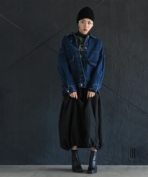 funda mine（ファンダマイン）の「[2WAY] UNISEX ビッグシルエットデニムジャケット（デニムジャケット・レディース・ブラック/サックスブルー/インディゴブルー・FREE）」の8枚目の写真