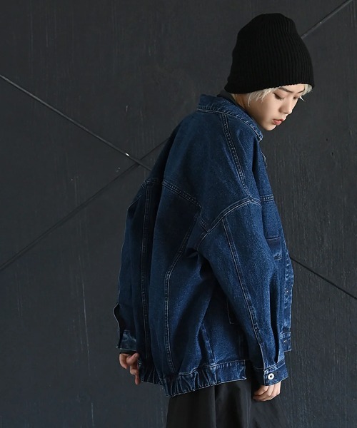 funda mine（ファンダマイン）の「[2WAY] UNISEX ビッグシルエットデニムジャケット（デニムジャケット・レディース・ブラック/サックスブルー/インディゴブルー・FREE）」の10枚目の写真