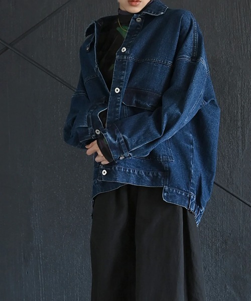 funda mine（ファンダマイン）の「[2WAY] UNISEX ビッグシルエットデニムジャケット（デニムジャケット・レディース・ブラック/サックスブルー/インディゴブルー・FREE）」の12枚目の写真