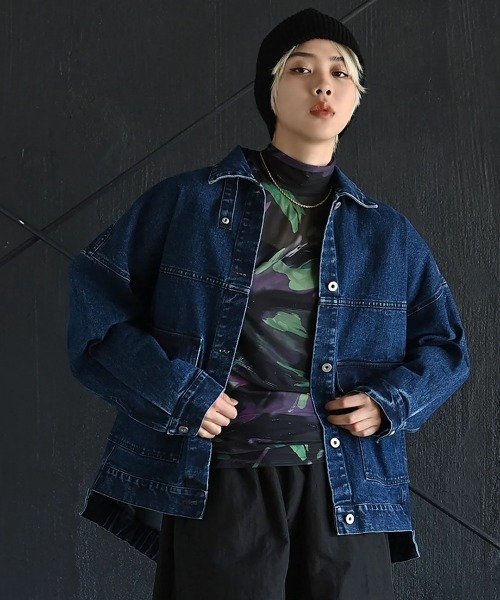 funda mine（ファンダマイン）の「[2WAY] UNISEX ビッグシルエットデニムジャケット（デニムジャケット・レディース・ブラック/サックスブルー/インディゴブルー・FREE）」の13枚目の写真