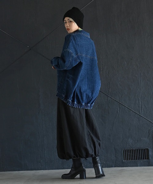 funda mine（ファンダマイン）の「[2WAY] UNISEX ビッグシルエットデニムジャケット（デニムジャケット・レディース・ブラック/サックスブルー/インディゴブルー・FREE）」の14枚目の写真