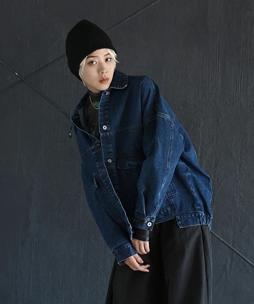 funda mine（ファンダマイン）の「[2WAY] UNISEX ビッグシルエットデニムジャケット（デニムジャケット・レディース・ブラック/サックスブルー/インディゴブルー・FREE）」の16枚目の写真
