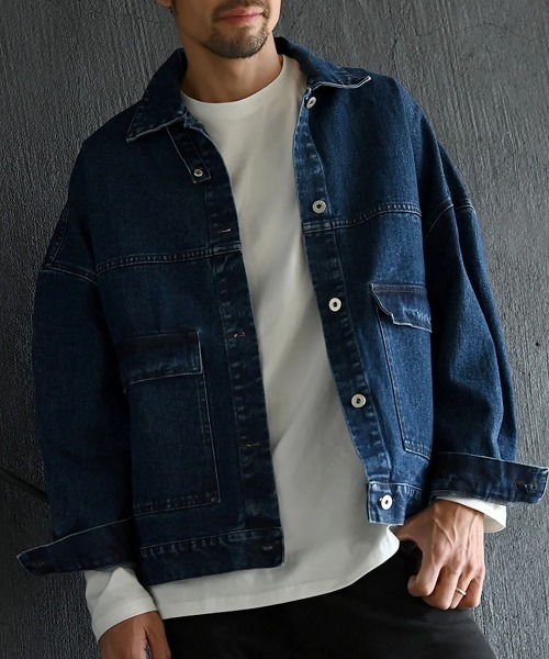 2WAY] UNISEX ビッグシルエットデニムジャケット（デニム