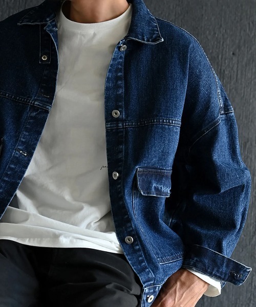 funda mine（ファンダマイン）の「[2WAY] UNISEX ビッグシルエットデニムジャケット（デニムジャケット・レディース・ブラック/サックスブルー/インディゴブルー・FREE）」の18枚目の写真