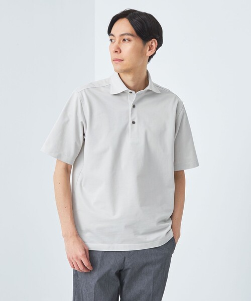 green label relaxing（グリーンレーベルリラクシング）の「DUADRY CLEAN バーズアイ カッタウェイ ポロシャツ -吸水速乾・抗菌-（ポロシャツ・メンズ・ライトグレー/ネイビー/ブラック/ブラウン系/ライトブルー・M/L/XXL/XL/S）」の2枚目の写真