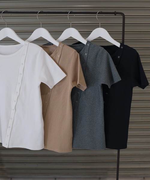 トップス inmi セール】2WAYアシメスナップトップス（Tシャツ/カットソー