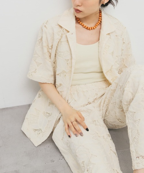 KBF（ケイビーエフ）の「ケミカルレースBIGシャツ（シャツ/ブラウス・レディース・ブラウン/アイボリー・ONE）」の3枚目の写真