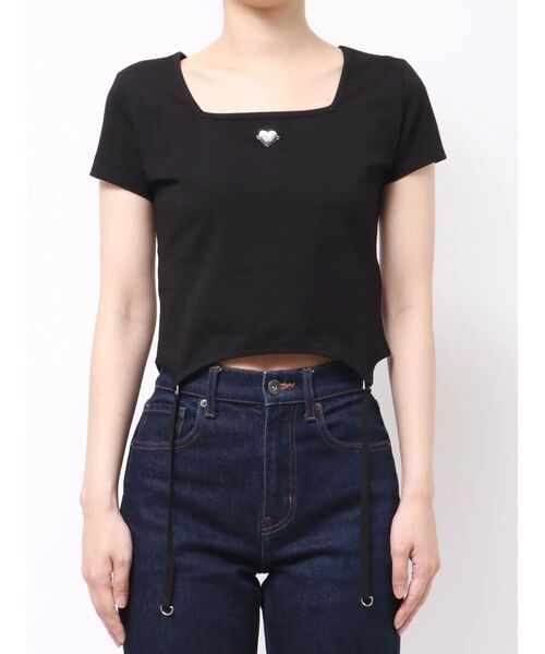 EMODA（エモダ）の「スクエアネックギャザートップ（Tシャツ/カットソー・レディース・ホワイト/グレー/ブラック・FREE）」の2枚目の写真