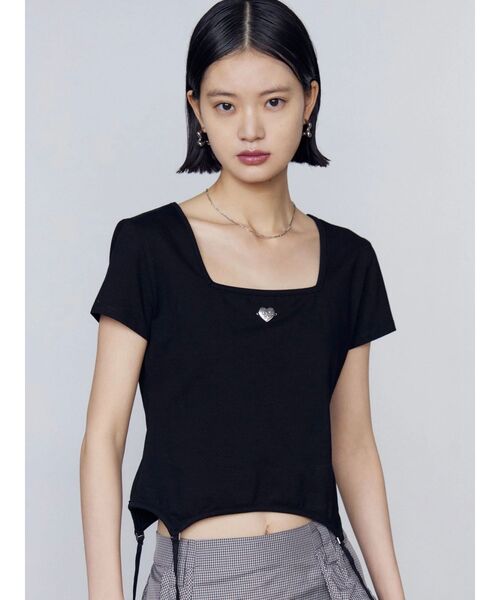 EMODA（エモダ）の「スクエアネックギャザートップ（Tシャツ/カットソー・レディース・ホワイト/グレー/ブラック・FREE）」の20枚目の写真