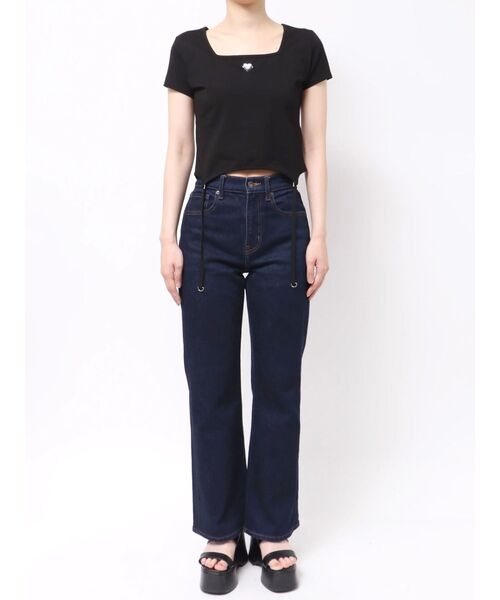 EMODA（エモダ）の「スクエアネックギャザートップ（Tシャツ/カットソー・レディース・ホワイト/グレー/ブラック・FREE）」の6枚目の写真