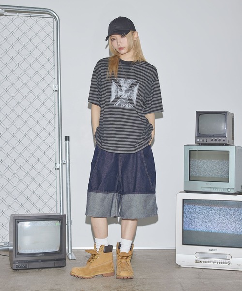 MSG(エムエスジー)の「オーバーサイズグラフィックボーダー半袖Tシャツ【UNISEX】(Tシャツ/カットソー・メンズ・ブラック/ネイビー・S/M/L)」の6枚目の写真