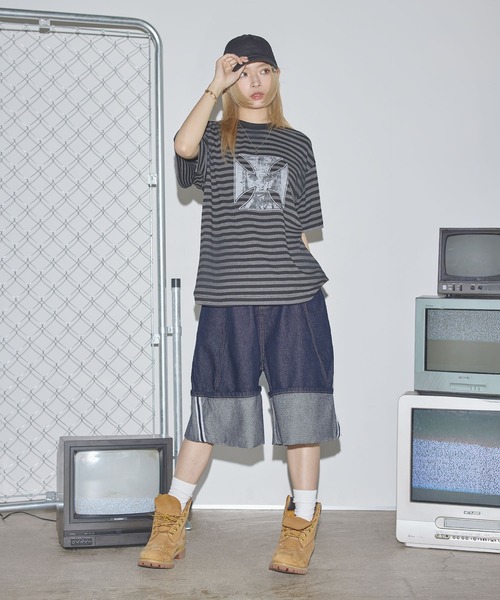 MSG(エムエスジー)の「オーバーサイズグラフィックボーダー半袖Tシャツ【UNISEX】(Tシャツ/カットソー・メンズ・ブラック/ネイビー・S/M/L)」の8枚目の写真
