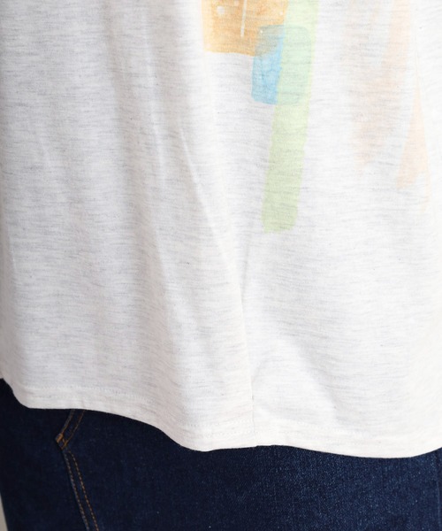 myke（ミーカ）の「myke 水彩ストライププリントタックTシャツ（Tシャツ/カットソー・レディース・オフホワイト/ホワイト×ネイビー/杢グレー・M）」の4枚目の写真