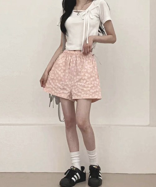 frunco（フランコ）の「【ZOZO限定】フラワーエンボスショートパンツ（その他パンツ・レディース・ブラック/ホワイト/ピンク・FREE）」の18枚目の写真