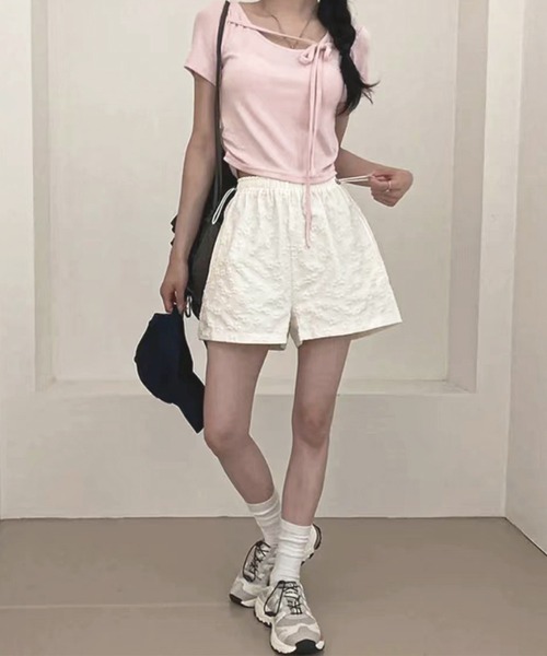 frunco（フランコ）の「【ZOZO限定】フラワーエンボスショートパンツ（その他パンツ・レディース・ブラック/ホワイト/ピンク・FREE）」の11枚目の写真