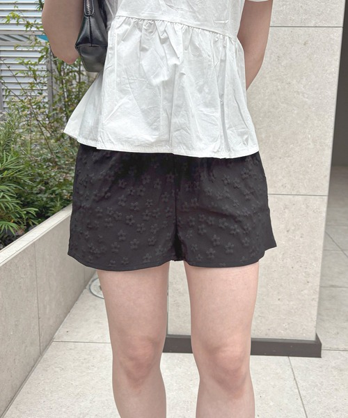 CALLEJERA フラワープリント ポロシャツショートパンツセット forksy.】【セットアップ対応】小花柄ワッフルパイピング
