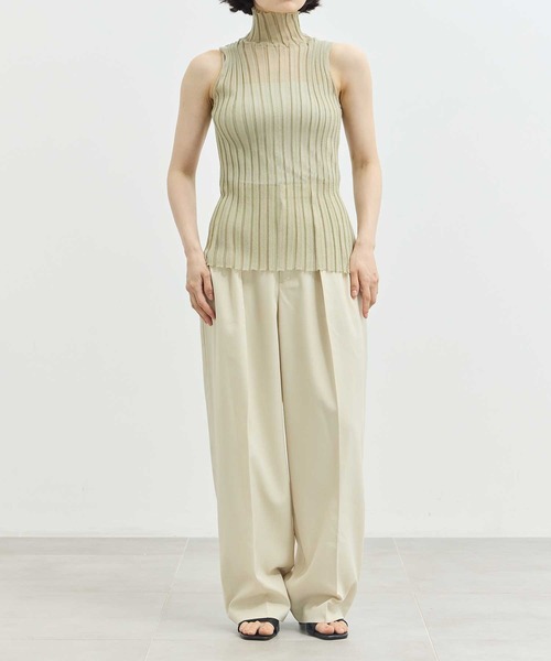 ニット セーター 「ZOZOTOWN限定」「Louren/ローレン」front button sheer knit/フロントボタンシアーノースリーブニ ZOZOTOWN限定》【Louren/ローレン】front button sheer knit