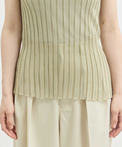 ニット セーター 「ZOZOTOWN限定」「Louren/ローレン」front button sheer knit/フロントボタンシアーノースリーブニ ZOZOTOWN限定》【Louren/ローレン】front button sheer knit