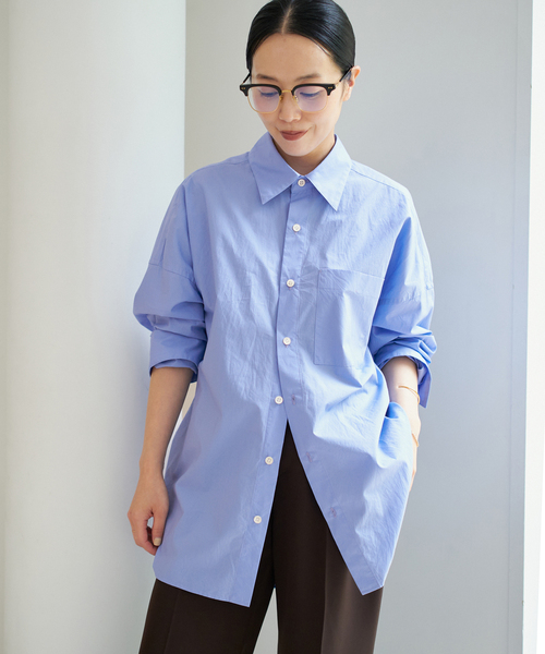 plage(プラージュ)の「COTTON LOOSE シャツ(シャツ/ブラウス・レディース・サックスブルー/ホワイト・FREE)」の2枚目の写真