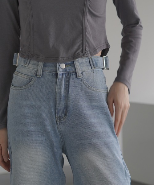 Clum(クルム)の「2Way Vintage make fake layered denim pants / 2Wayヴィンテージメイクフェイクレイヤードデニムパンツ(デニムパンツ・レディース・ブルー・SMALL/MEDIUM/LARGE)」の13枚目の写真