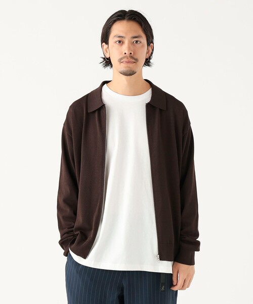 B:MING by BEAMS（ビーミングバイビームス）の「12ゲージ ジップ ポロ カーディガン（ニット/セーター・メンズ・ブラウン/ネイビー・L/M/S/XL）」の2枚目の写真