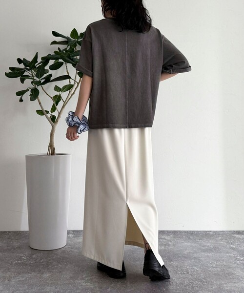 fredy emue（フレディエミュ）の「ピグメント刺繍クロップドTシャツ（Tシャツ/カットソー・レディース・チャコールグレー/ベージュ/ピンク・38）」の17枚目の写真