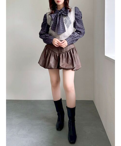 dazzlin（ダズリン）の「アーガイルニットトップス（ニット/セーター・レディース・レッド/キャメル/ネイビー/パープル/グレー・FREE）」の21枚目の写真