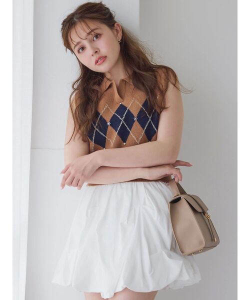 dazzlin（ダズリン）の「アーガイルニットトップス（ニット/セーター・レディース・レッド/キャメル/ネイビー/パープル/グレー・FREE）」の20枚目の写真