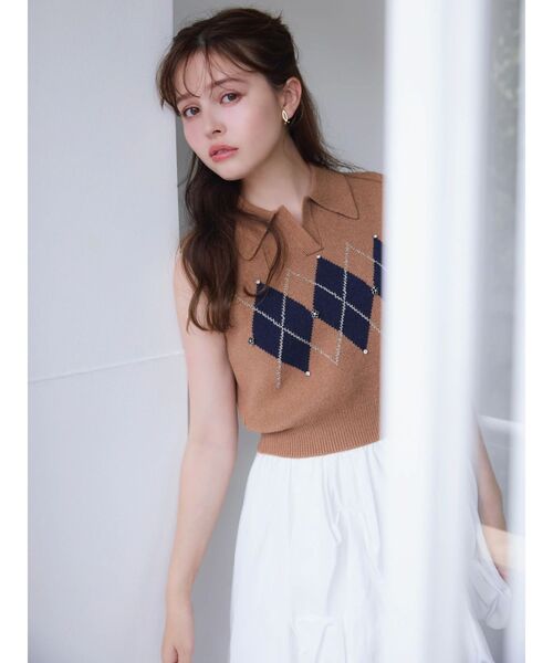 DAISYLIN ニットトップス エレガントT 42 アーガイルニットトップス（ニット/セーター）｜dazzlin