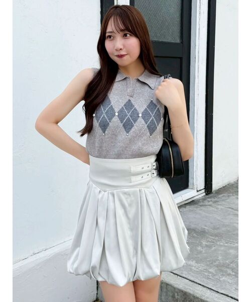 dazzlin（ダズリン）の「アーガイルニットトップス（ニット/セーター・レディース・レッド/キャメル/ネイビー/パープル/グレー・FREE）」の17枚目の写真