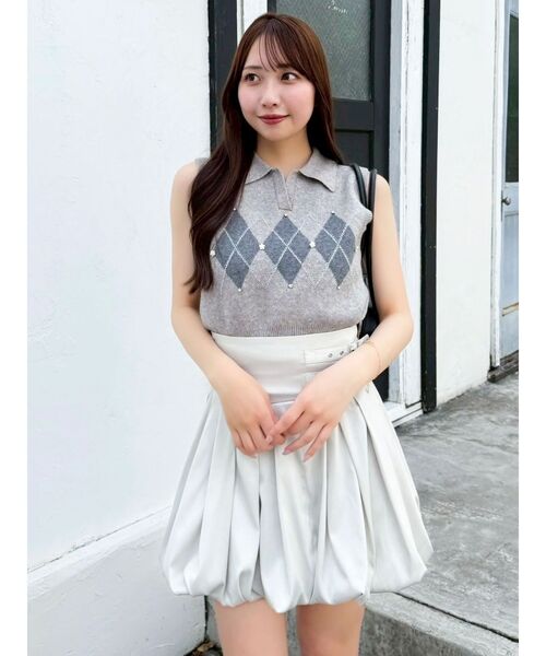 dazzlin（ダズリン）の「アーガイルニットトップス（ニット/セーター・レディース・レッド/キャメル/ネイビー/パープル/グレー・FREE）」の16枚目の写真