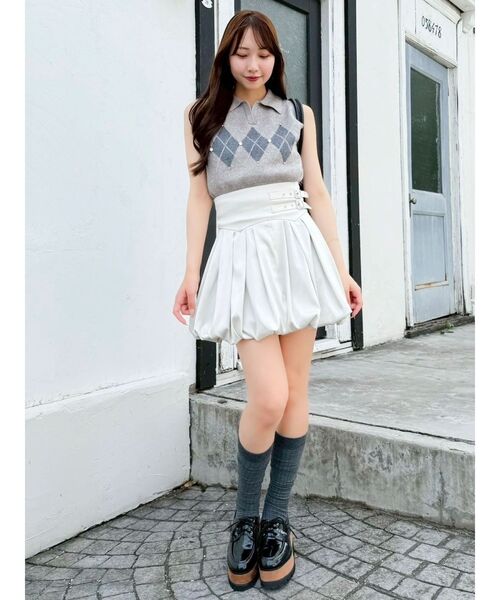 dazzlin（ダズリン）の「アーガイルニットトップス（ニット/セーター・レディース・レッド/キャメル/ネイビー/パープル/グレー・FREE）」の12枚目の写真