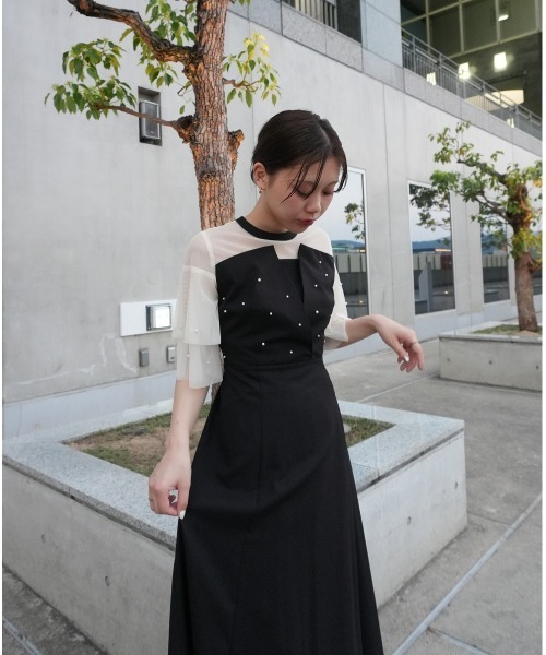 パール付きビスチェ風ワンピースドレス（ドレス）｜Jolie et