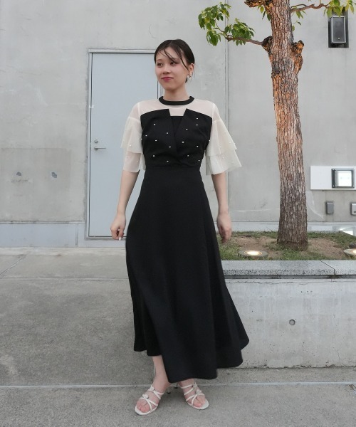 パール付きビスチェ風ワンピースドレス（ドレス）｜Jolie et