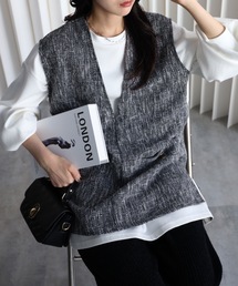 Abor（アボア）の「【ツイードポケット金釦ベスト】Vネックベスト オールシーズン着用可能（ベスト）」
