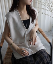 IENA ADAWAS KNIT TWEED 2PKT ベスト　金ボタン ADAWAS/EZ》TWEED FRINGE VEST