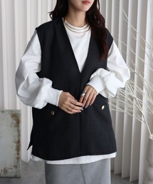 Abor（アボア）の「【ツイードポケット金釦ベスト】Vネックベスト オールシーズン着用可能（ベスト）」