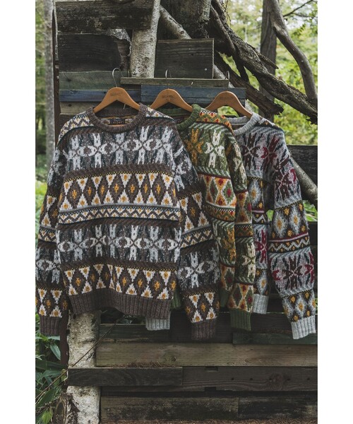 BEAMS PLUS（ビームスプラス）の「3G フェアアイル クルーネック ニット（ニット/セーター・メンズ・グレー/ブラウン・M/XL/S/L）」の16枚目の写真