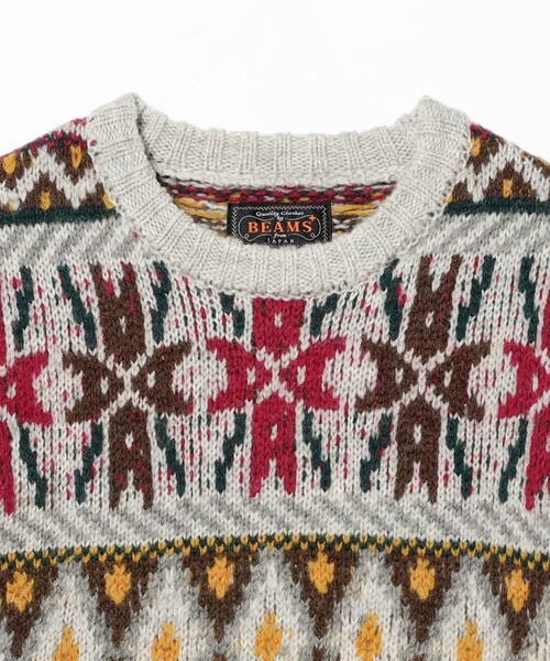 BEAMS PLUS（ビームスプラス）の「3G フェアアイル クルーネック ニット（ニット/セーター・メンズ・グレー/ブラウン・M/XL/S/L）」の9枚目の写真
