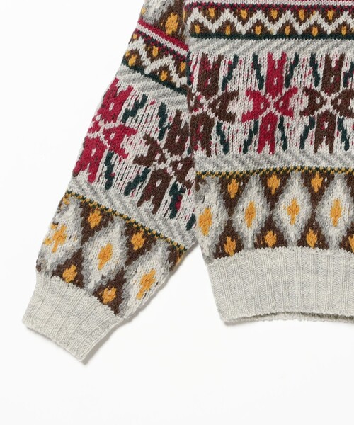 BEAMS PLUS（ビームスプラス）の「3G フェアアイル クルーネック ニット（ニット/セーター・メンズ・グレー/ブラウン・M/XL/S/L）」の10枚目の写真