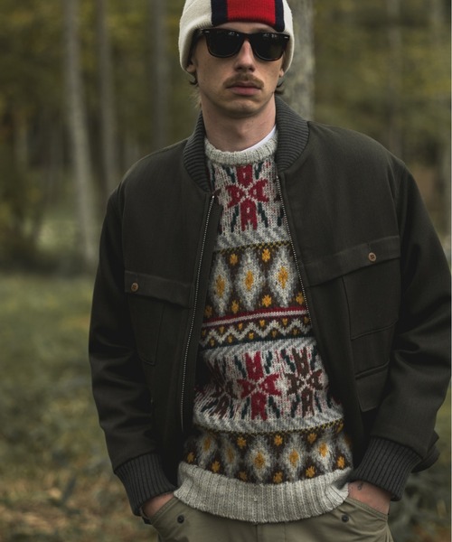 BEAMS PLUS（ビームスプラス）の「3G フェアアイル クルーネック ニット（ニット/セーター・メンズ・グレー/ブラウン・M/XL/S/L）」の2枚目の写真