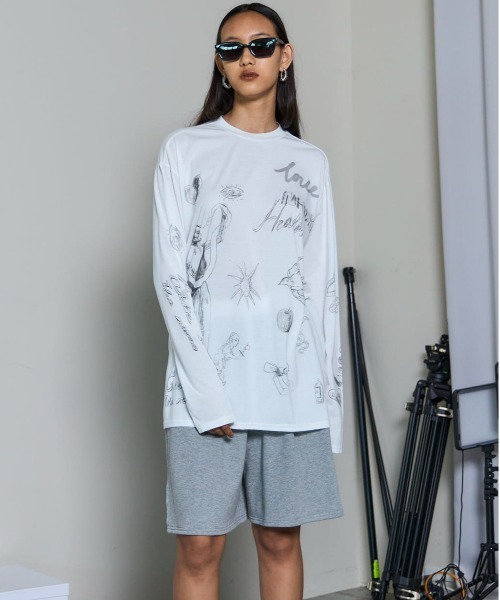 MAISON SPECIAL(メゾンスペシャル)の「Drawing Long Sleeve T-shirt/ドローイングロンTEE(Tシャツ/カットソー・レディース・アイボリー/ピンク/チャコールグレー・FREE)」の9枚目の写真