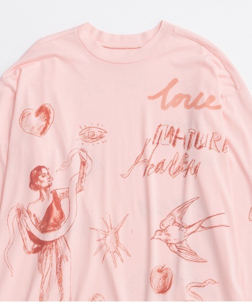 MAISON SPECIAL(メゾンスペシャル)の「Drawing Long Sleeve T-shirt/ドローイングロンTEE(Tシャツ/カットソー・レディース・アイボリー/ピンク/チャコールグレー・FREE)」の14枚目の写真