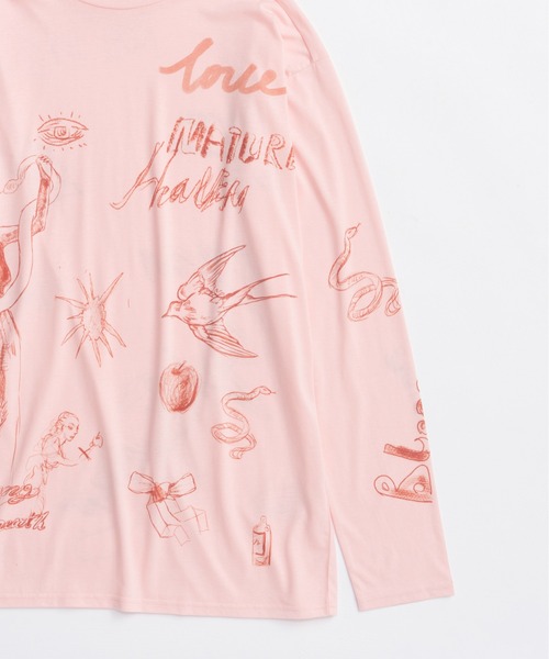 MAISON SPECIAL(メゾンスペシャル)の「Drawing Long Sleeve T-shirt/ドローイングロンTEE(Tシャツ/カットソー・レディース・アイボリー/ピンク/チャコールグレー・FREE)」の15枚目の写真
